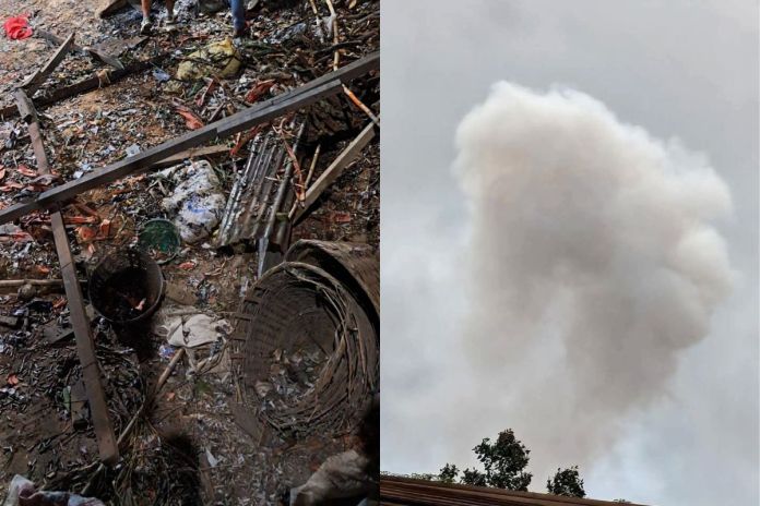 Explosión de cohetería en San Juan Sacatepéquez. Foto La Hora: BV San Juan Sacatepéquez