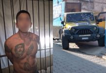 PNC: marero que dio muerte a hombre en Amatitlán salió hace un mes de la cárcel Ex convicto detenido por la PNC y vehículo víctima del ataque armado. Foto La Hora: PNC/BV