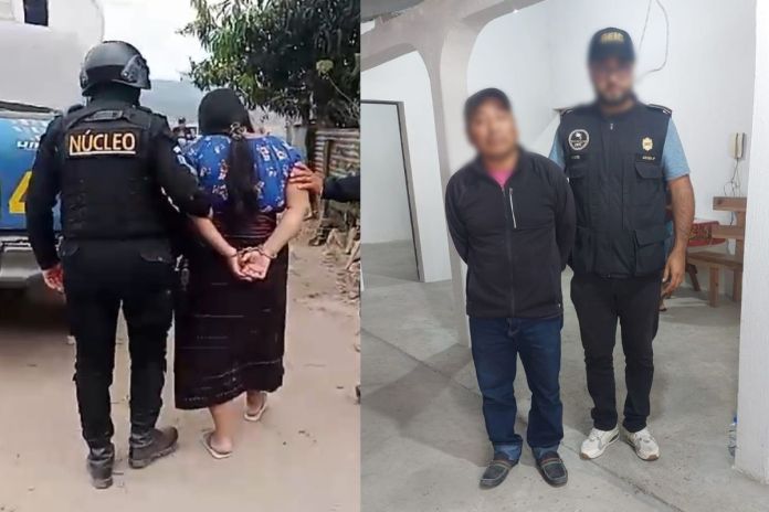 Pareja de esposos detenidos en Sacapulas, Quiché, ambos sindicados por homicidio. Foto La Hora: PNC