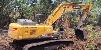 Agentes de DIPRONA en el área de mangle afectada en Escuintla. Foto La Hora: PNC