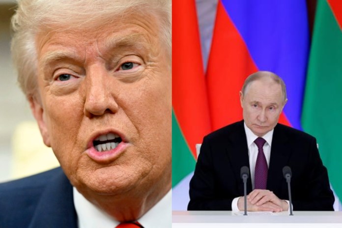 Los presidentes ruso, Vladímir Putin, y estadounidense, Donald Trump, abordarán hoy martes por teléfono. Foto La Hora: EFE y AP.