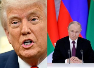 Los presidentes ruso, Vladímir Putin, y estadounidense, Donald Trump, abordarán hoy martes por teléfono. Foto La Hora: EFE y AP.