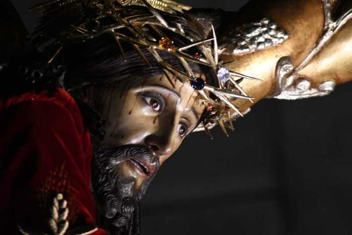 La consagrada imagen de Jesús Nazareno de la Justicia, de la Nuestra Señora de los Remedios, del Templo El Calvario, saldrá este domingo en su procesión del Segundo Domingo de Cuaresma,. Foto La Hora: Sergio Osegueda.