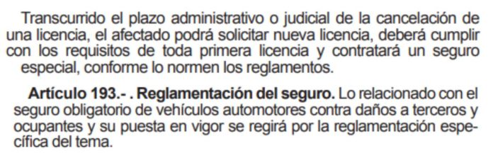 Artículos 41, 192 y 193 de la ley de tránsito y su reglamento.