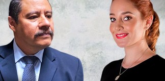 El magistrado de la CC, Rony López y la exdirectora del Instituto de la Víctima, Alejandra Carrillo
