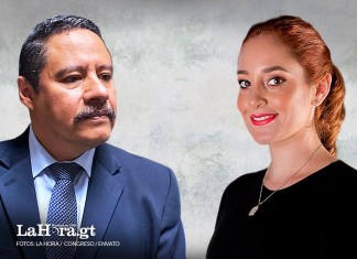 El magistrado de la CC, Rony López y la exdirectora del Instituto de la Víctima, Alejandra Carrillo