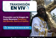 Procesión con la imagen de Jesús Nazareno Redentor del Mundo, Barrio el Gallito