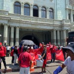 Sindicato Nacional de Trabajadores de Salud de Guatemala, exigiendo el cumplimiento del artículo 140 del Presupuesto 2025