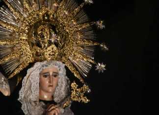 La consagrada imagen de María Santísima de la Soledad "Reina de la Humanidad", de la Parroquia Santísimo Nombre de Jesús, Templo de la Recolección, Foto La Hora: Sergio Osegueda.