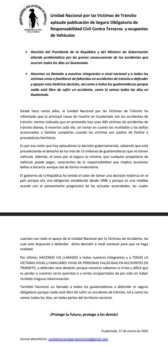 Comdefensa y Unidad Nacional apoyan implementación de seguro vehicular obligatorio