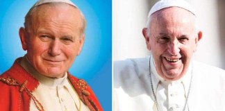 Papa Francisco y San Juan Pablo II. Foto La Hora: Diócesis e Piedras Negras.