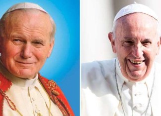 Papa Francisco y San Juan Pablo II. Foto La Hora: Diócesis e Piedras Negras.