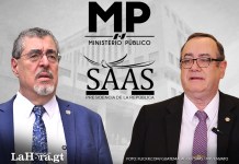 El MP confirma su doble estándar: Caso SAAS con Arévalo y caso SAAS con Giammattei. Foto La Hora: Arte Alejandro Ramírez