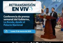 Retransmisión: Conferencia de prensa semanal del Gobierno, La Ronda, desde el Palacio Nacional Foto La Hora: Daniel Ramírez.