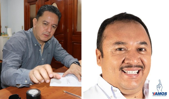 Over Leonel Reyna Castillo, alcalde de San Rafael Pie de la Cuesta, San Marcos; y Weimer Wuilfredo Reyes Castillo, de Guanagazapa, Escuintla. Foto La Hora: Municipalidad de San Rafael Pie de la Cuesta y Vamos Guanagapaza.