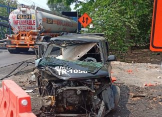 El accidente de tránsito se registró en el km 96 ruta a Puerto Quetzal. Foto La Hora: Cortesía