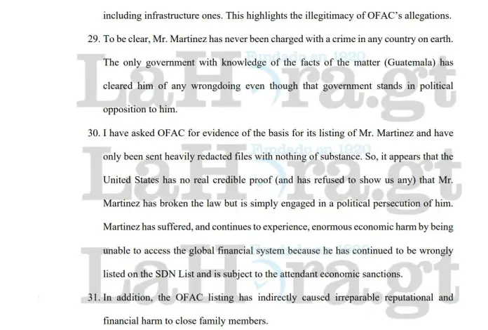 caso Miguel Martínez contra OFAC