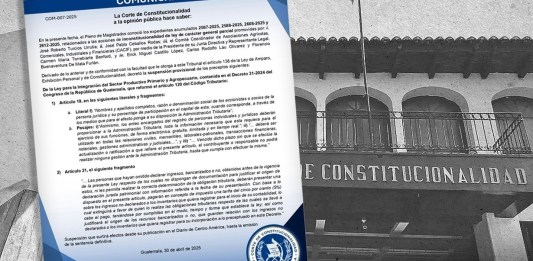 CC otorgó la suspensión provisional a los artículos señalados por Asociaciones Agrícolas, Comerciales, Industriales y Financieras (CACIF) en el Decreto 31-2024. Arte: Alejandro Ramírez