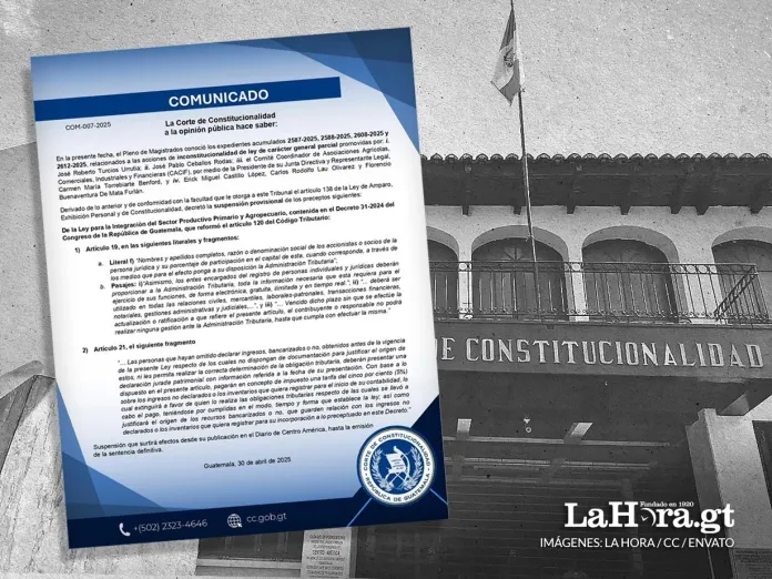 CC Ley Ganadera CC otorgó la suspensión provisional a los artículos señalados por Asociaciones Agrícolas, Comerciales, Industriales y Financieras (CACIF) en el Decreto 31-2024. Arte: Alejandro Ramírez