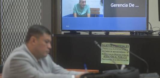 Por cuestiones de seguridad, Aler Samayoa se presenta a audiencias vía videoconferencia. Foto La Hora: Fabricio Alonzo