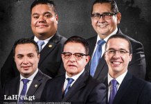 Allan Rodríguez, Felipe Alejos, Carlos López e Inés Castillo se oponen a reducción de salario de diputados La junta directiva del Congreso de la República anunció la suspensión del incremento de salario para los diputados. Foto La Hora: Arte Francisco Altán