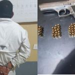 Hombre detenido y arma incautada en Jutiapa. Foto La Hora: PNC