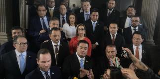 El diputado del partido Unionista, Álvaro Arzú Escobar, afirmó, respaldado por Allan Rodríguez, que desconoce al presidente del Congreso, Nery Ramos. Foto La Hora: José Orozco