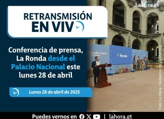 La Secretaría de Comunicación Social de la Presidencia dirige este lunes 28 de abril, en conferencia de prensa, La Ronda. Foto La Hora: Gobierno de Guatemala.