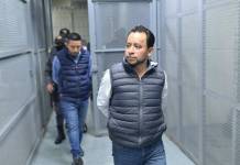 Luis Pacheco y Héctor Chaclán, ambos exdirectivos de los 48 Cantones de Totonicapán, son acusados de terrorismo. Foto La Hora/ Fabricio Alonzo