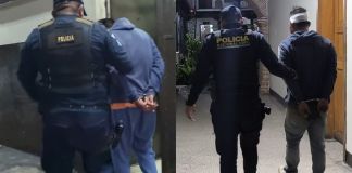 Supuestos asaltantes capturados por la PNC. Foto La Hora: PNC
