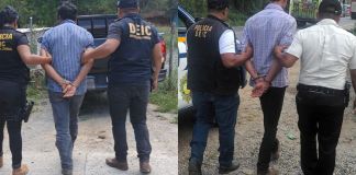 Dos hombres detenidos en allanamientos de la aldea Niño Escondido, Baja Verapaz. Foto La Hora: PNC