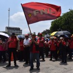Sindicato Nacional de Trabajadores de Salud de Guatemala frente al Palacio Nacional