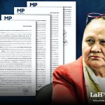 La fiscal general, María Consuelo Porras, decidió improbar el contrato de la Junta Licitadora. Diseño: La Hora / Roberto Altán.