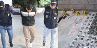 Autoridades localizaron diversas drogas y una submetralladora las cuales se encontraban en posesión de un presunto integrante de la pandilla "Barrio 18".