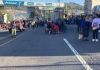 Bloqueo en el km 157 de la ruta interamericana realizado por la comunidad de Nahualá para buscar soluciones en "conflictos territoriales".
