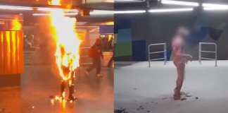 Hombre se prende fuego en estación de metro de Brasil y todo quedo grabado