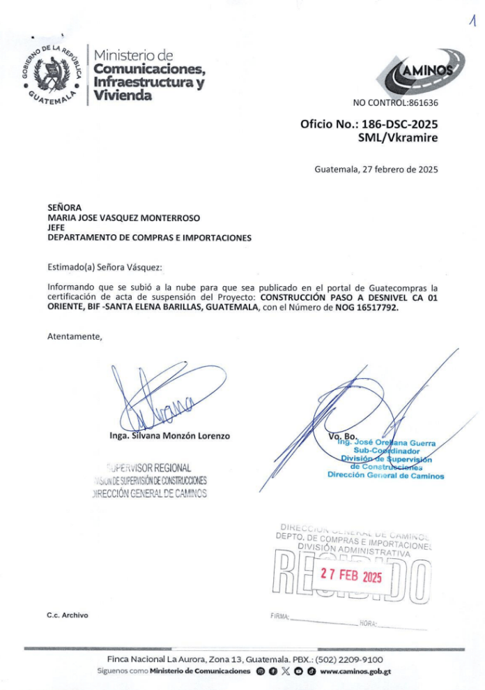 CIV suspensión de proyecto