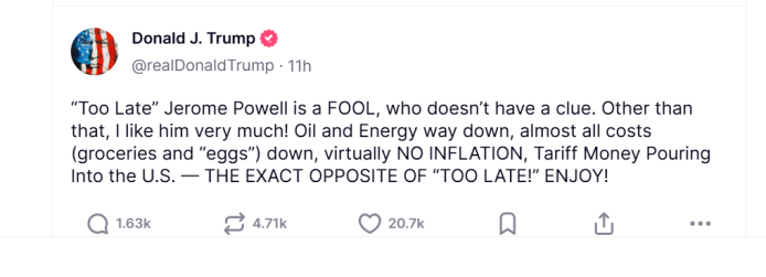 mensaje Trump sobre Powell