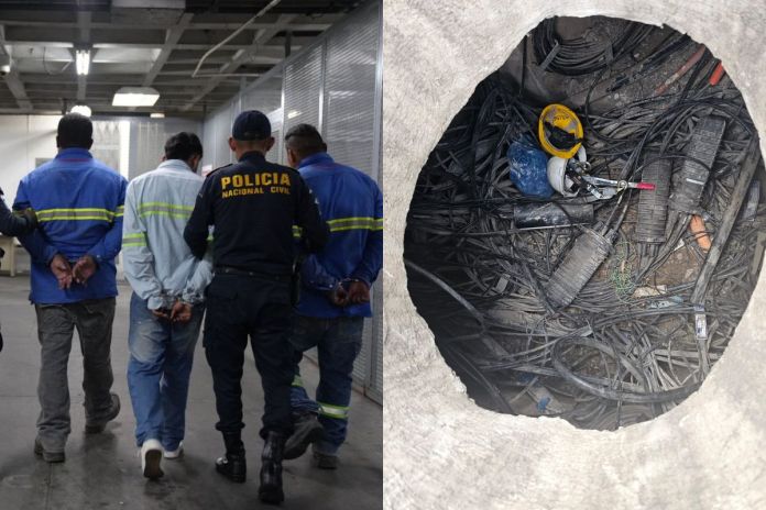 Presuntos ladrones de cable capturados en zona 1 y 8. Foto La Hora: PNC