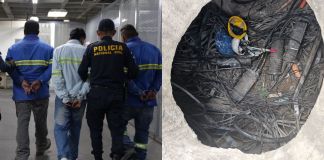 Presuntos ladrones de cable capturados en zona 1 y 8. Foto La Hora: PNC