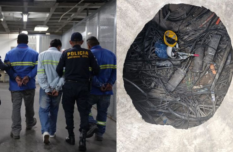 Presuntos ladrones de cable capturados en zona 1 y 8. Foto La Hora: PNC