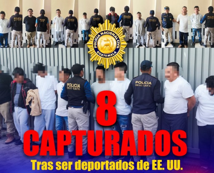 Capturas PNC Ocho migrantes guatemaltecos son capturados tras arribar en un vuelo de deportados de EE. UU.