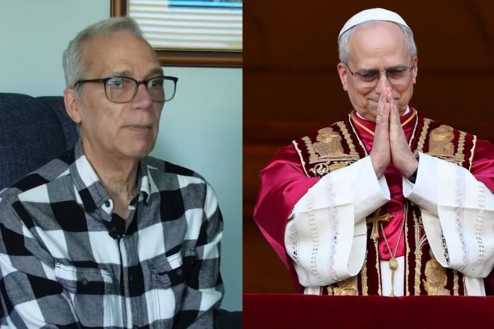 Jhon Prevot, durante entrevista de Univision y su hermano Papa León XIV en el Vaticano. Foto La Hora: Captura de pantalla, EFE