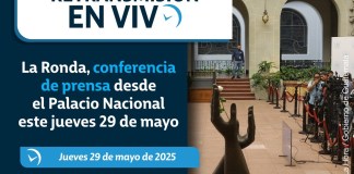 La Secretaría de Comunicación Social de la Presidencia dirige este jueves 29 de mayo, en conferencia de prensa, La Ronda, desde el Palacio Nacional de la Cultura de la cultura. Foto La Hora: Gobierno de Guatemala.