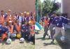 Ministro del CIV, junto a obreros del e la Escuela de Educación Especial en zona 1 celebrando el día del albañil. Foto La Hora: CIV