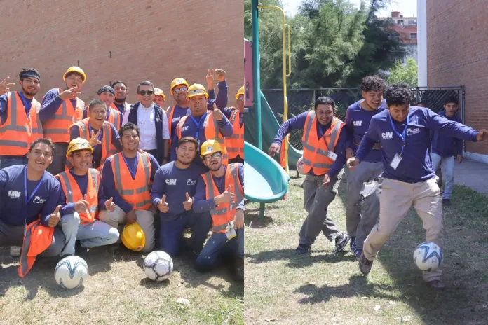 Ministro del CIV celebra el dia del albanil con una chamusca improvisada Ministro del CIV, junto a obreros del e la Escuela de Educación Especial en zona 1 celebrando el día del albañil. Foto La Hora: CIV