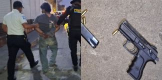 Captura de un hombre quien presuntamente amenazó con arma de fuego, la cual portaba ilegalmente. Foto La Hora: PNC