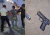 Captura de un hombre quien presuntamente amenazó con arma de fuego, la cual portaba ilegalmente. Foto La Hora: PNC