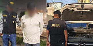 Kennet "N" es sorprendido por agentes de la PNC mientras remplazaba las placas de una camioneta con reporte de robo.