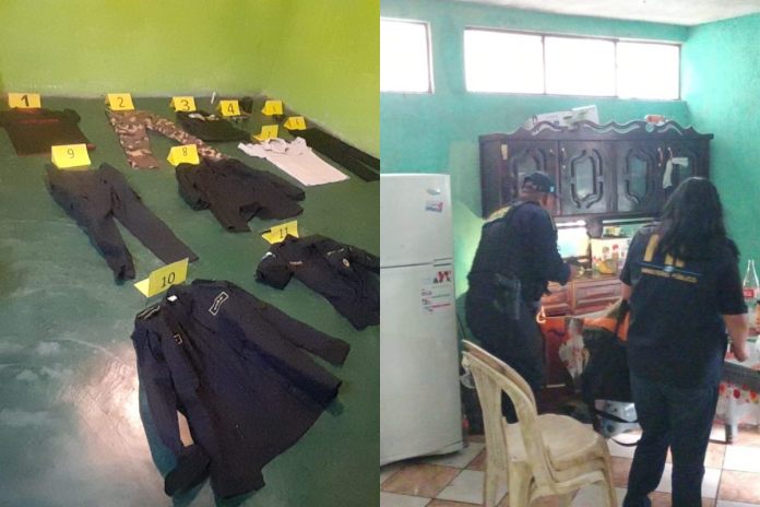 Tras un allanamiento en Acatenango autoridades descubren diversas armas y ropa alusiva a la PNC utilizadas en posibles actos delictivos.